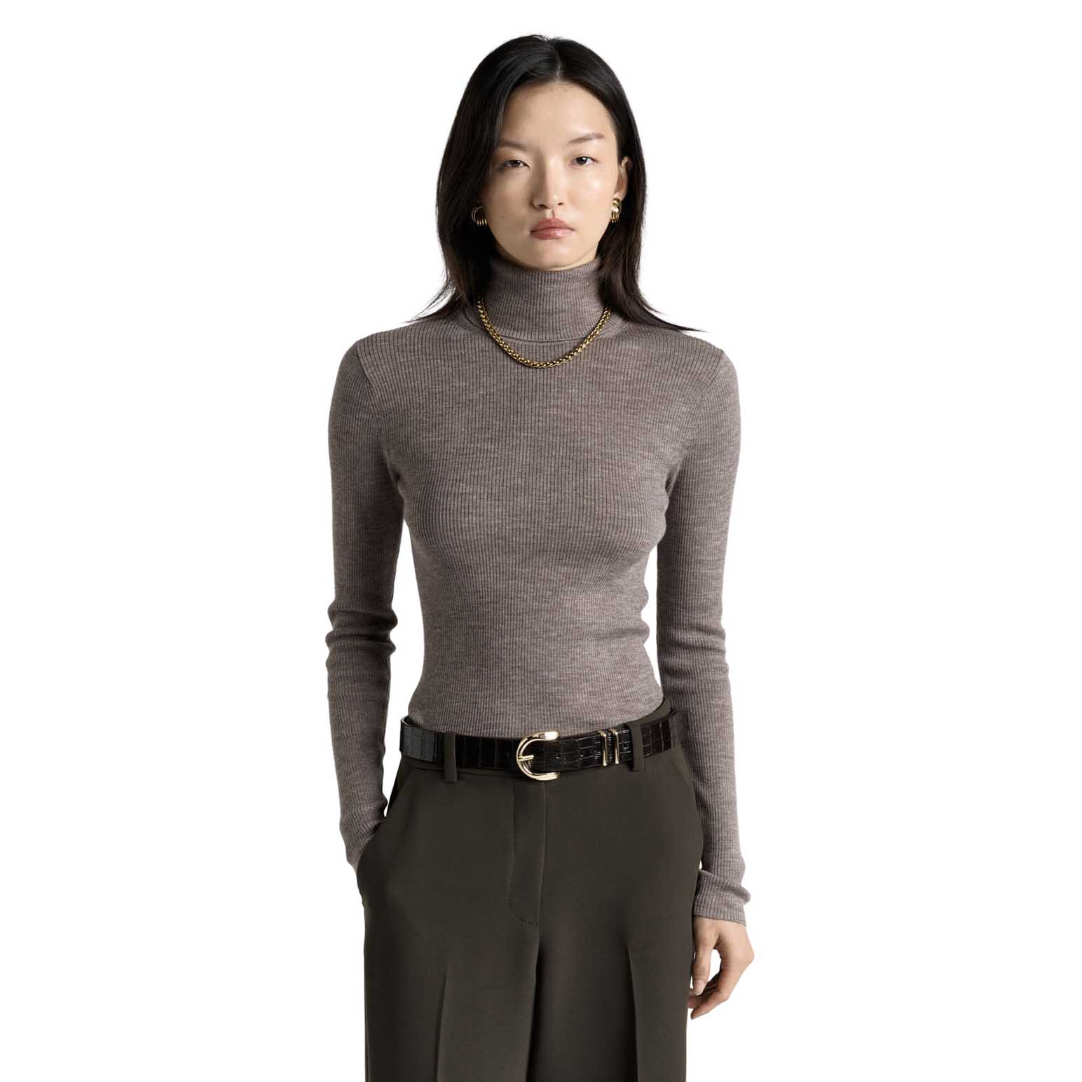 Cue Merino Turtle Neck Ribbed Knit